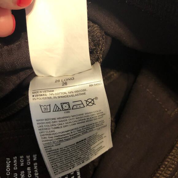 Gap 1969 Women's size 26 long True Skinny High Rise Brown Pants Preloved - Picture 9 of 11